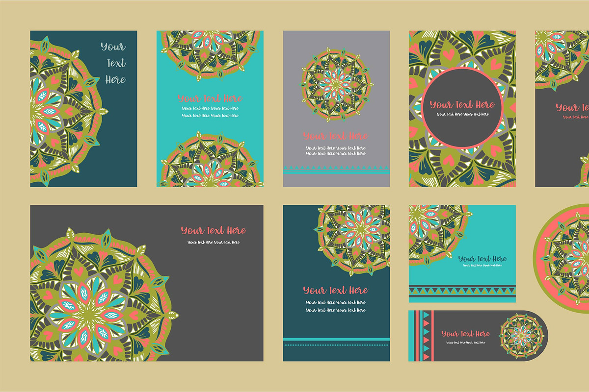 20 Mandala Vintage Template Card., a Card Template by Noree (Photo 6 of 20)
