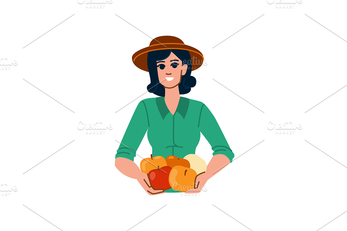 Farmer woman holding harvested, a Food Illustration by pikepicture