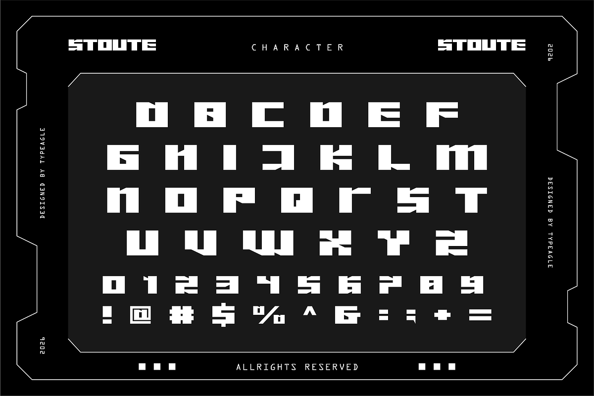 Stoute - Futuristic Display Font, a Sans Serif Font by Typeagle (Photo 2 of 9)