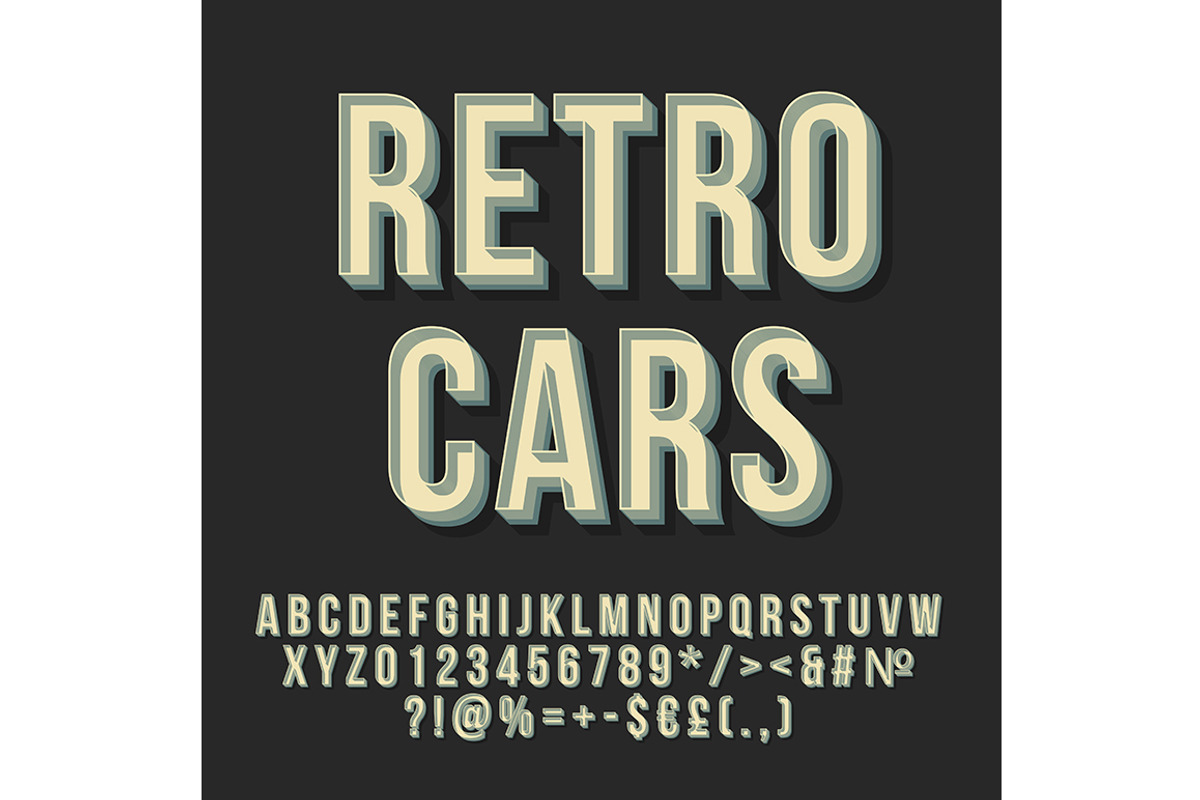 Retro cars 3d vector lettering, a Templates & Theme by IMG Visuals