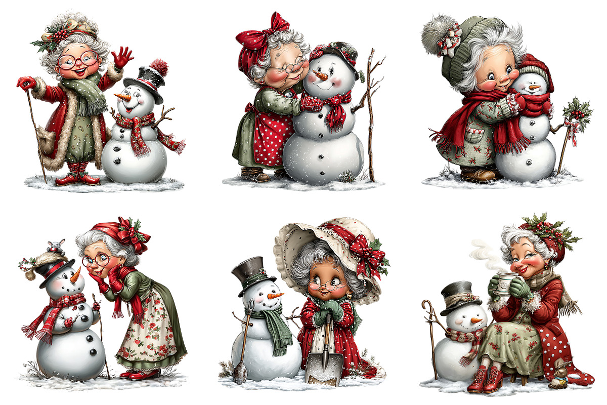 Christmas Grandma with Snowman, an Illustration by Craft Nest (Photo 9 of 9)