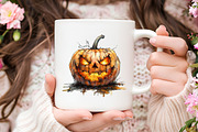 Creepy Pumpkin Character Watercolor, an Illustration by RobertsArt (Thumbnail 4 of 7)
