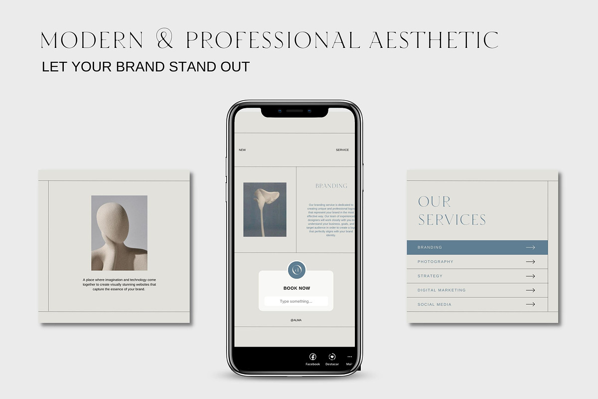 ALMA Aesthetic Canva Templates, a Social Media Template by Studio Suvelle (Photo 3 of 12)