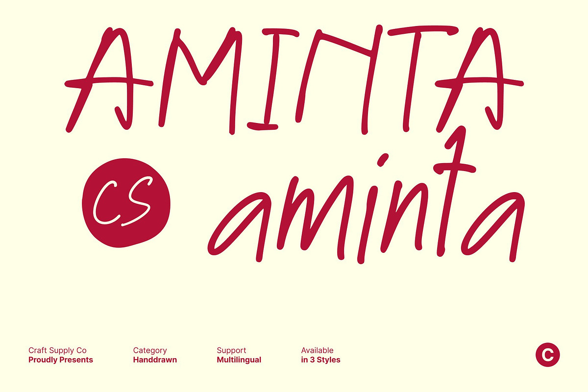 CS Aminta – Handwriting Font, a Handwritten Font by Craft Supply Co. (Photo 1 of 8)