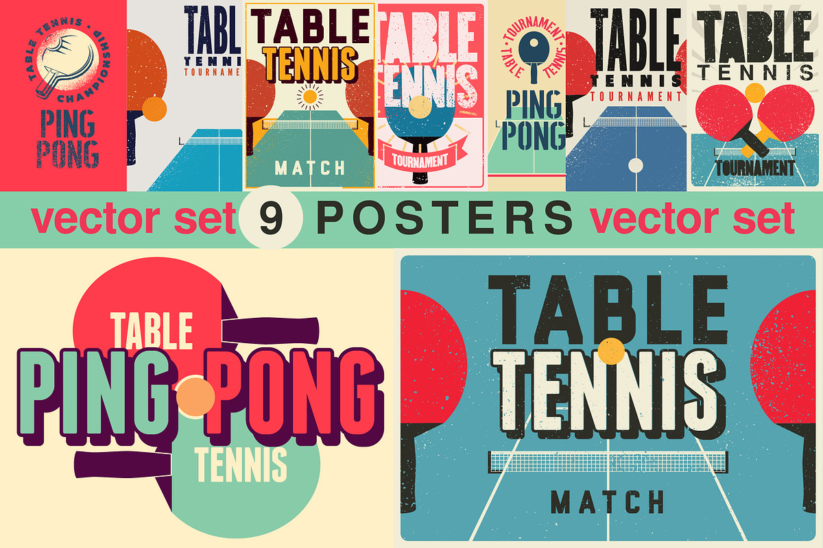 Ping Pong table tennis vector set., a Sport Illustration by PoPaShop (Photo 1 of 10)