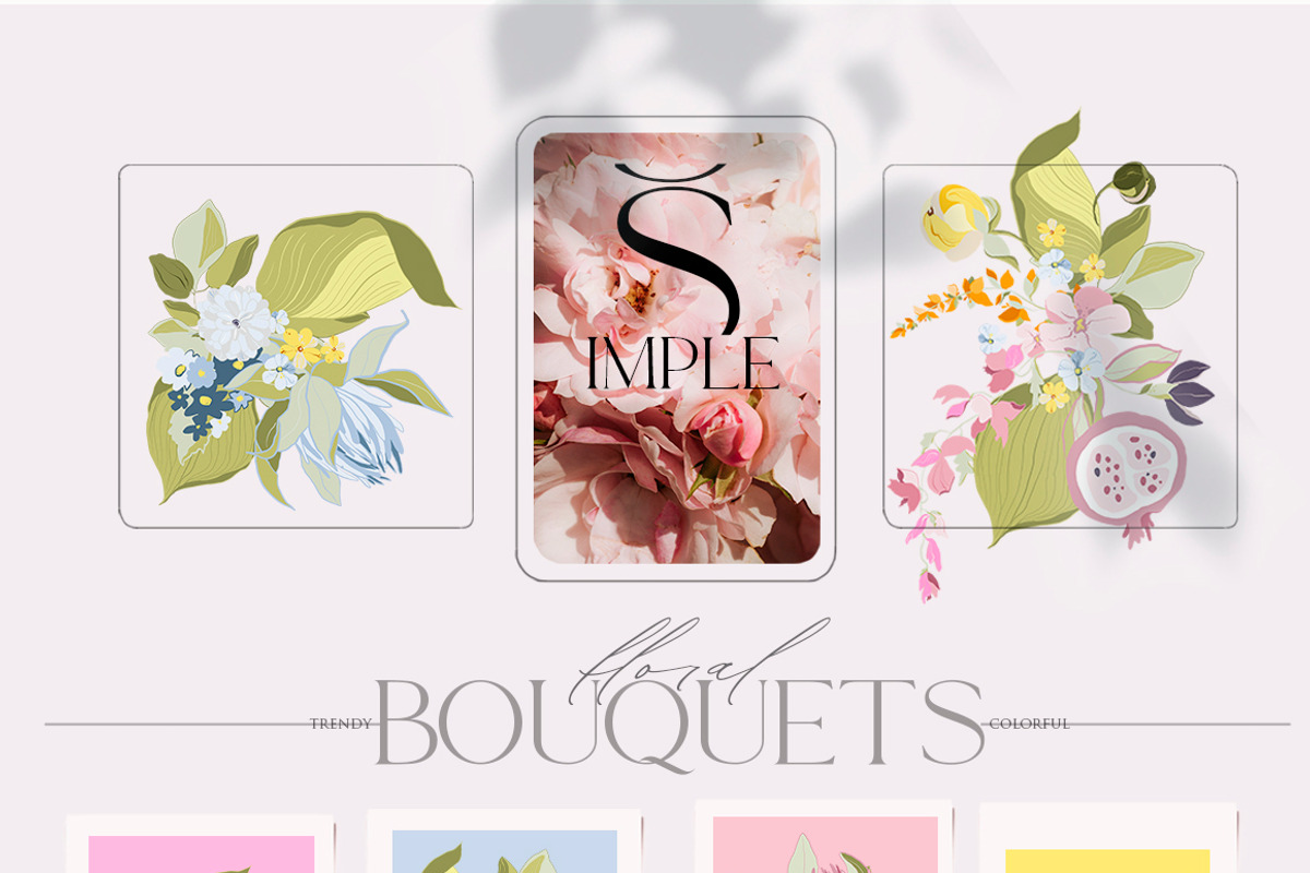 Pastel digital abstact flower bundle, a Decorative Illustration by 60secondsArt (Photo 6 of 14)