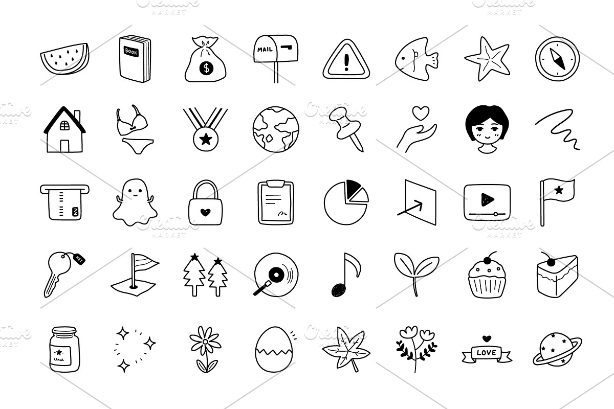 80 doodle icons set, a Duotone Icon by Pinkbrush (Photo 3 of 4)