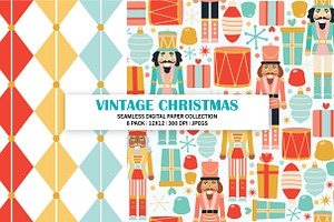 8 Vintage Christmas Seamless Files