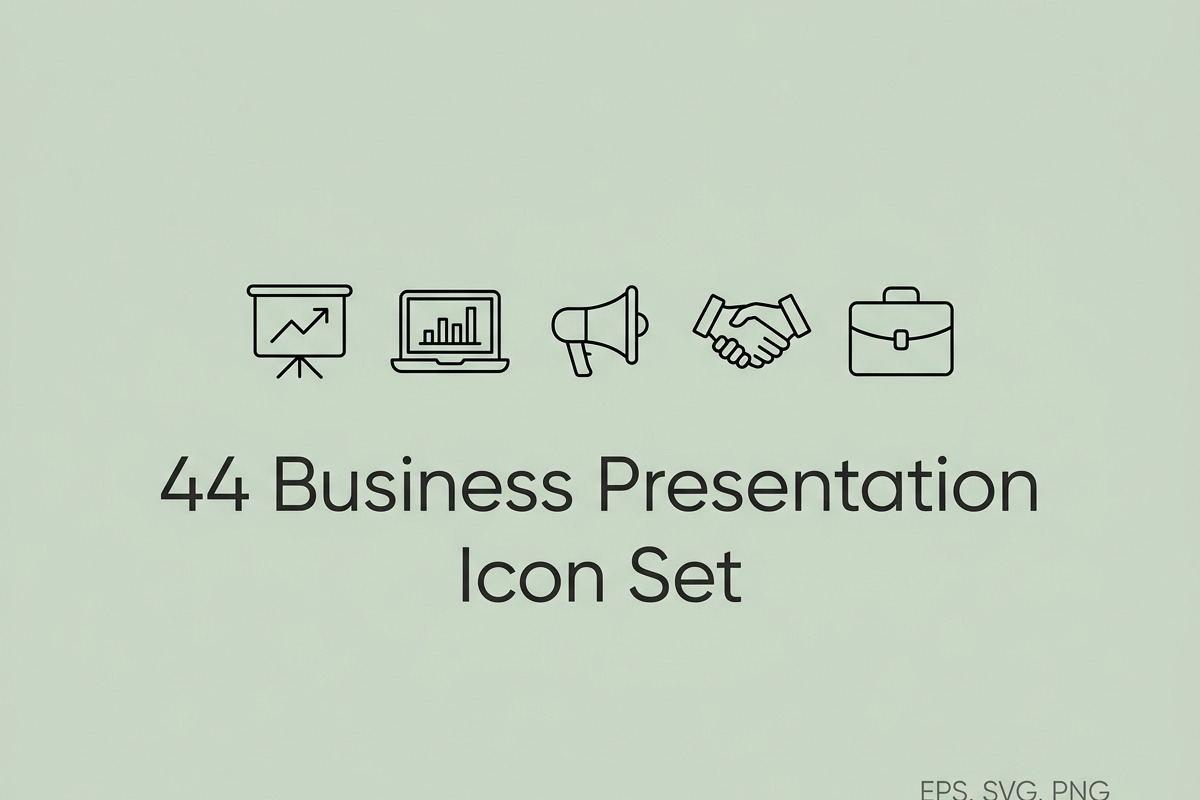 44 Business Presentation Icons, an Outline Icon by adenpinkstore (Photo 1 of 14)