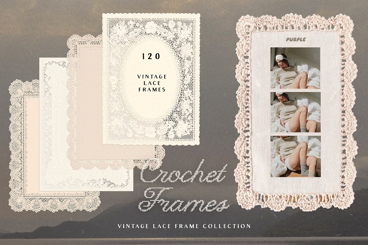 Crochet Frames: Vintage Lace Set, an Object Graphic by Purple (Photo 13 of 14)
