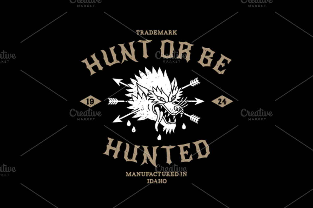 Vintage Label Hunt Or Be Hunted, an Animal Illustration by Ezepov (Photo 2 of 2)