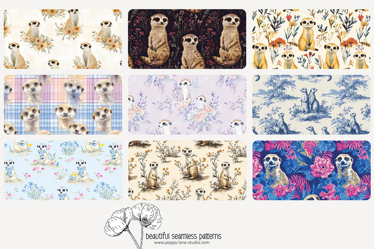 80 meerkat seamless pattern, a Pattern Graphic by Poppy Lane Studio (Photo 3 of 11)