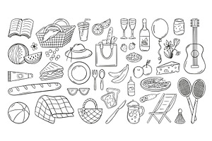 Doodle picnic. Rest in park food, an Illustration by Valerie Bodnar