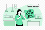 Woman Holding Big Sale Sign Vector, a Person Illustration by Partikusi Design (Thumbnail 3 of 3)