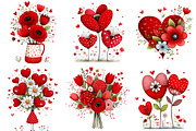 Valentine's Flowers Clipart, an Illustration by Pixels.Craft (Thumbnail 3 of 5)