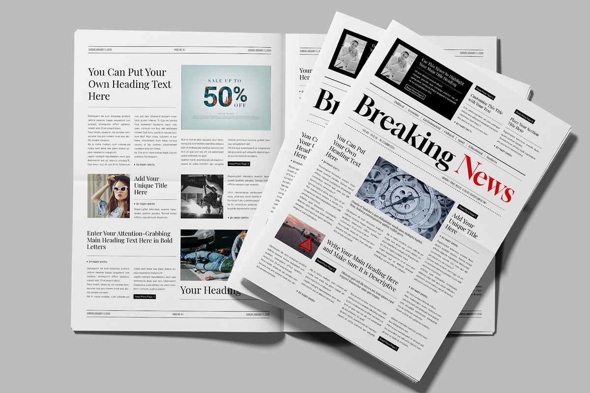 Newspaper Layout Template, a Magazine Template by MightyDesign (Photo 2 of 8)