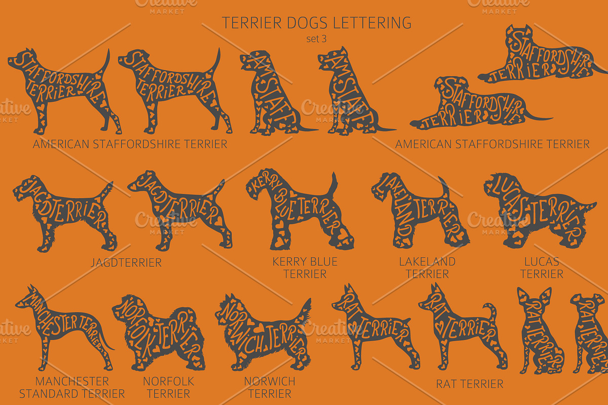 Terrier dogs Silhouettes, an Animal Illustration by pet design shop (Photo 4 of 13)
