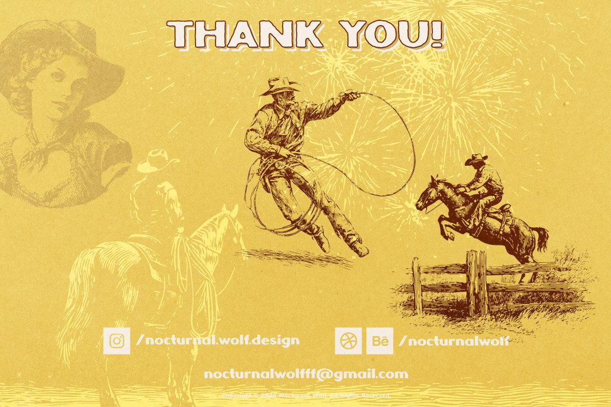 Vintage Retro Rodeo illustrations, an Object Illustration by Nocturnal Wolf (Photo 17 of 17)