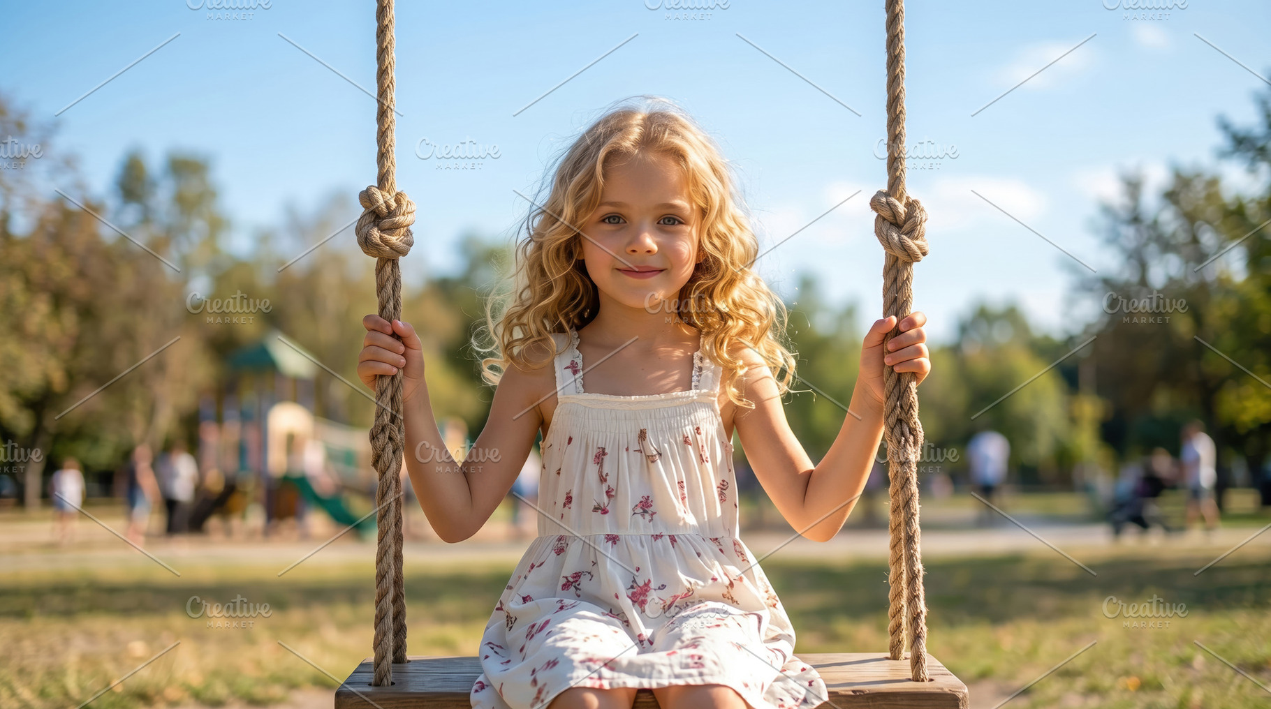 Young Girl on Playground Swing, a Person Photo by Davizro's Market