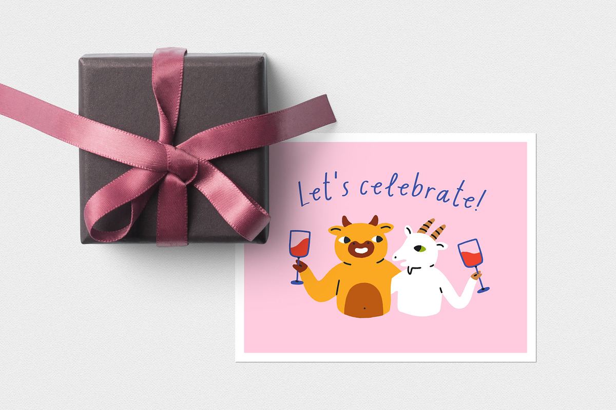 Funny animals drink, party cards set, an Animal Illustration by Good Studio (Photo 12 of 14)