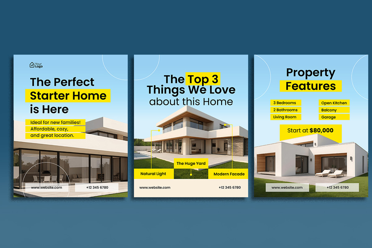 Real Estate SocialMedia Post + Canva, a Social Media Template by Jiwstudio (Photo 2 of 4)