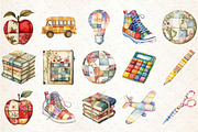 Patchwork Back to School Clipart, an Illustration by Rose Art (Thumbnail 2 of 6)