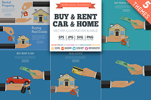Buy and Rent Real Estate and Car, a Finance Illustration by TAlex
