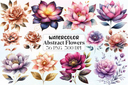 Watercolor Abstract Flowers Clipart, an Illustration by CraftArtStudio (Thumbnail 1 of 6)