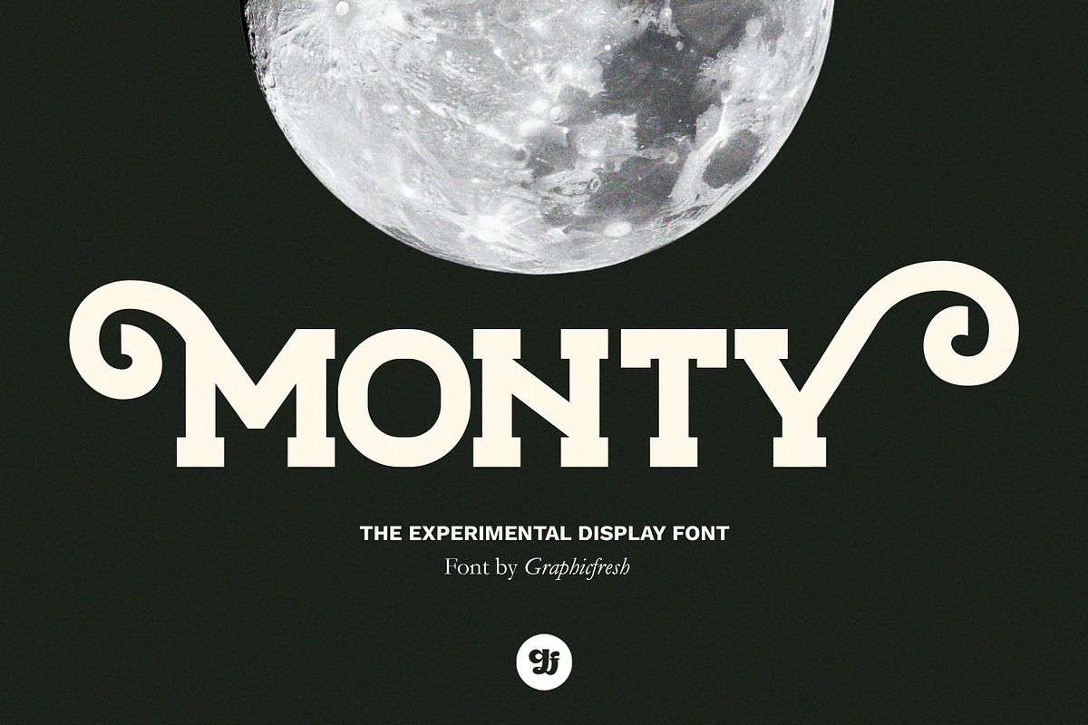 Monty - Experimental Display Font, a Sans Serif Font by Graphicfresh (Photo 1 of 10)