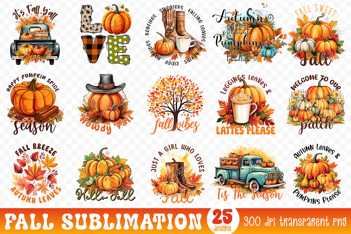 Fall Sublimation Bundle Vol.5, a Graphic by CraftlabSVG (Photo 1 of 15)