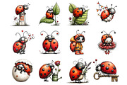 Whimsical Spring Ladybug Clipart, an Illustration by DreamArtGraphic (Thumbnail 3 of 4)