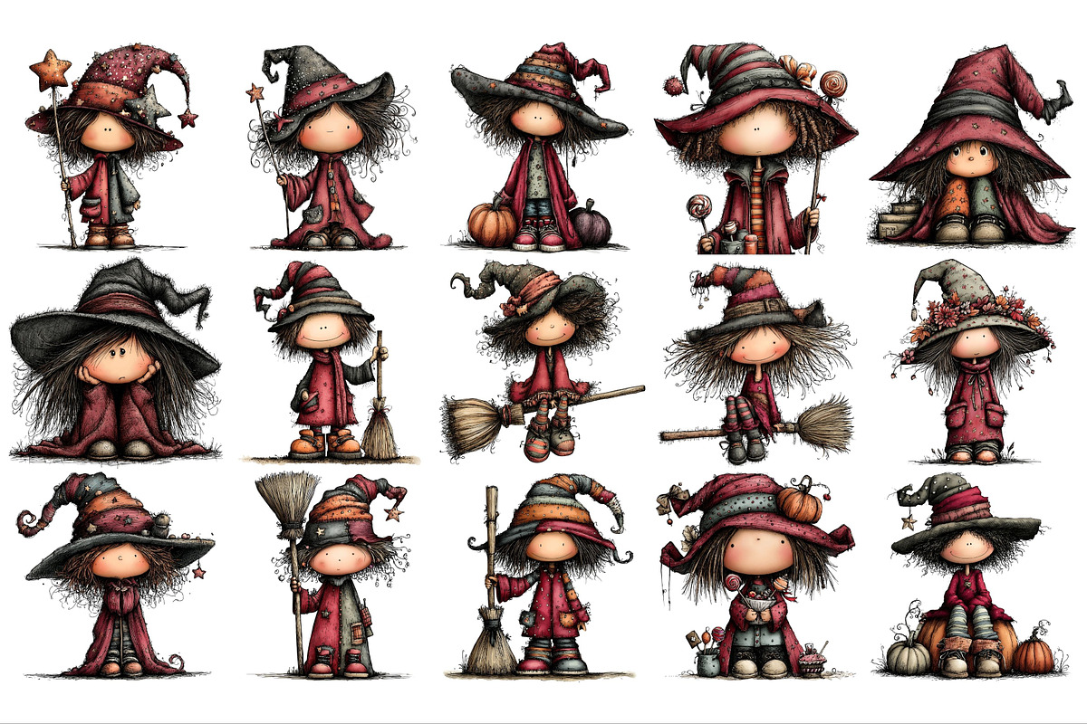 Whimsical Halloween Witch PNG, a Seasonal Illustration by Nicolle's Colorful Art (Photo 2 of 5)