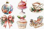 Watercolor Grand Millennial Christma, an Illustration by Canvas Craft (Thumbnail 2 of 7)
