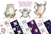 Fitness & Yoga Cats clipart set, an Animal Illustration by Valin Malin (Thumbnail 1 of 14)