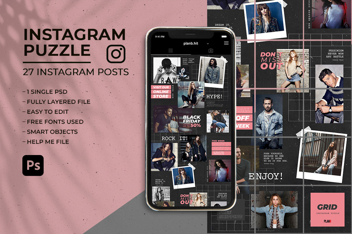 Grid - Instagram Puzzle Feed, a Social Media Template by Plan B (Photo 1 of 6)