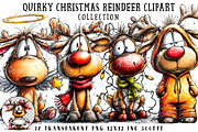 Quirky Christmas Reindeer Clipart, an Illustration by OK Design (Thumbnail 1 of 6)