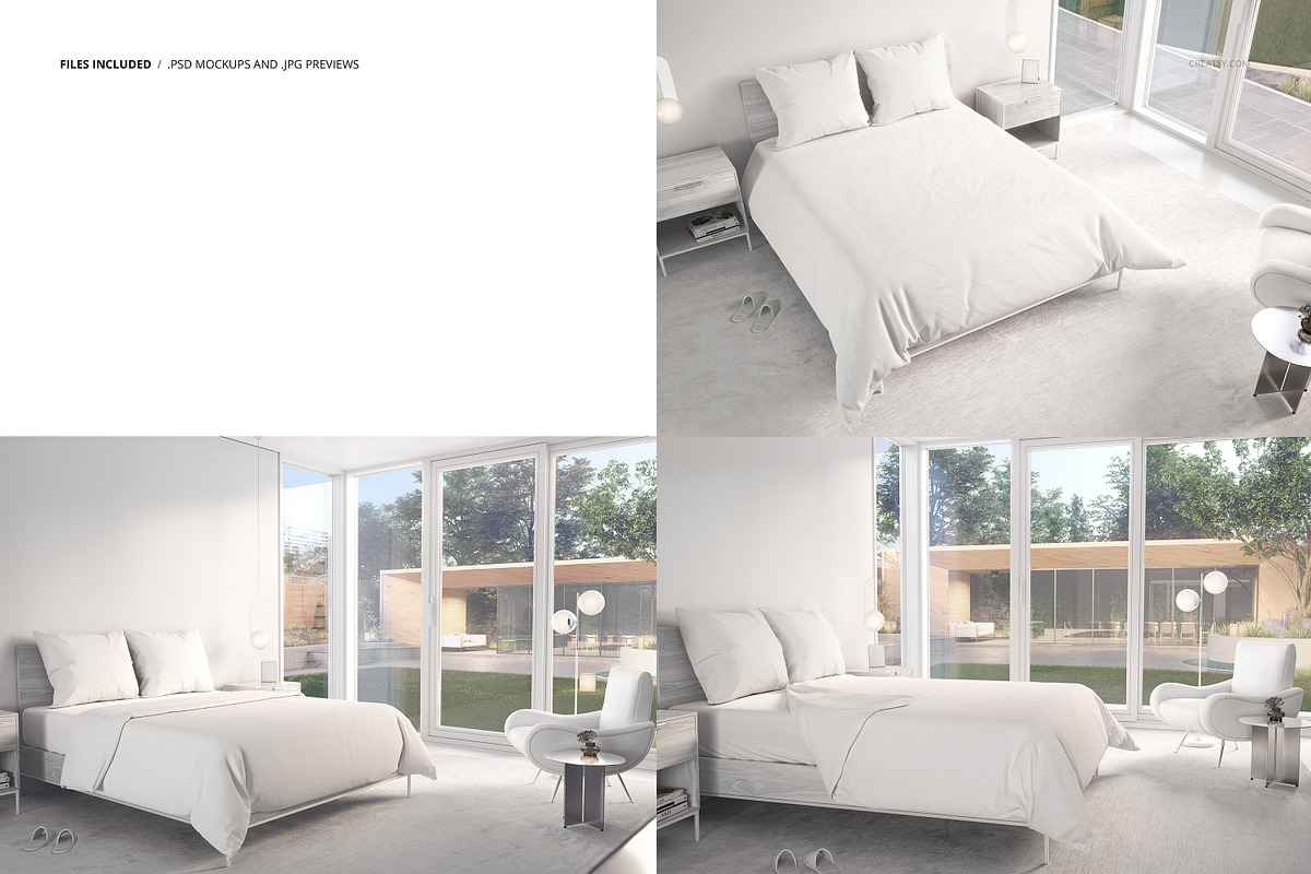 Modern Bedroom Bedding Mockup Set, a Product Mockup by creatsy5 (Photo 2 of 9)
