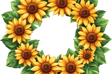 Sunflower wreath floral arrangement, an Abstract Photo by Pixeness