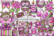 Happy Valentine's Day Clipart Bundle, an Illustration by Canvas Craft (Thumbnail 1 of 6)