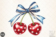 4th of July Coquette Cherry Bow, an Illustration by Libby Wishes (Thumbnail 1 of 4)
