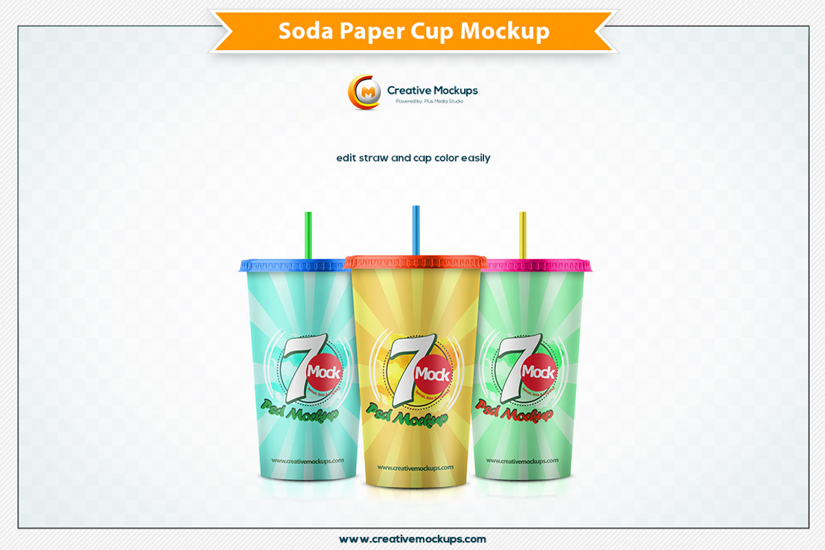 Soda Paper Cup Mockup, a Merchandise Mockup by Plus Media (Photo 3 of 6)