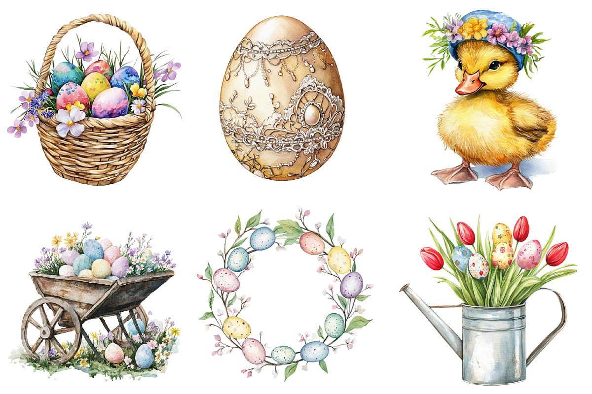 Watercolor Easter Vibes Clipart PNG, an Illustration by SinaCreation (Photo 5 of 5)