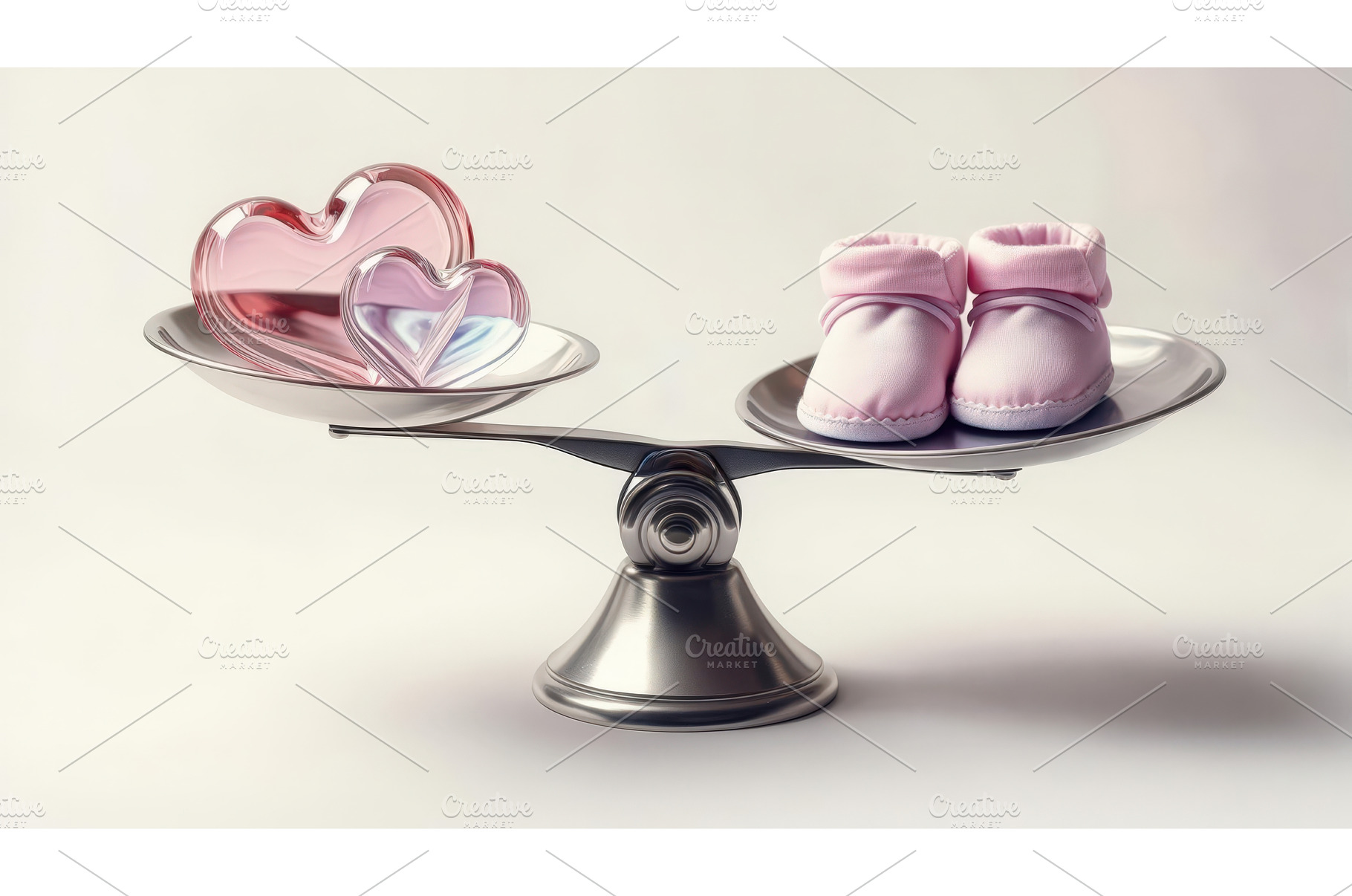 Metallic balance scale with pink, an Arts & Entertainment Photo by tilialucida