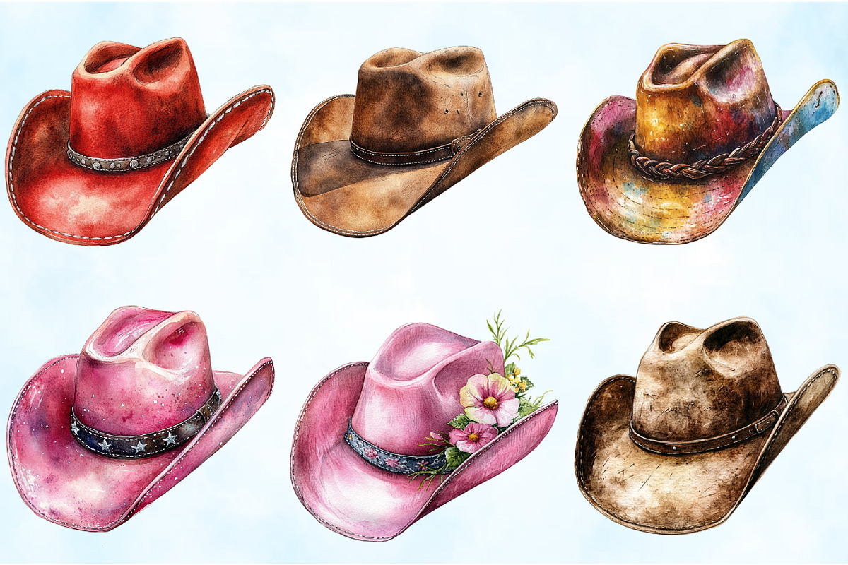 Cowboy Hat Clipart Bundle, an Illustration by Craft Nest (Photo 3 of 5)
