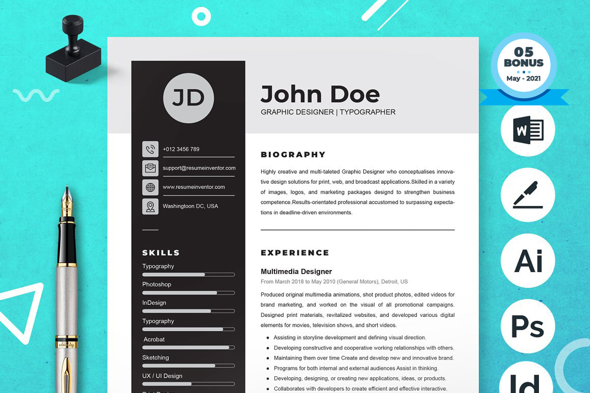 Resume/CV Bundle | 200+ for $29, a Resume Template by ResumeInventor (Photo 176 of 207)