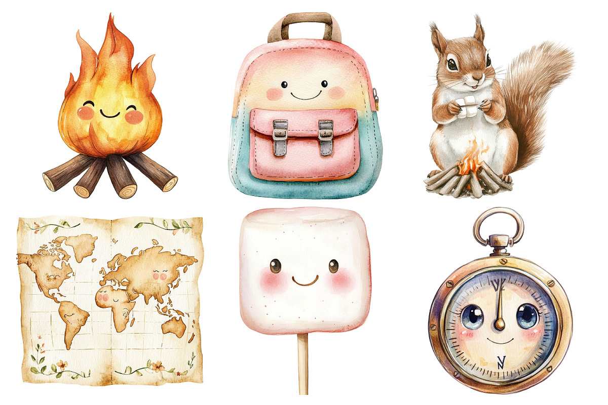 Kawaii Camping Clipart, an Illustration by Pixels.Craft (Photo 3 of 7)