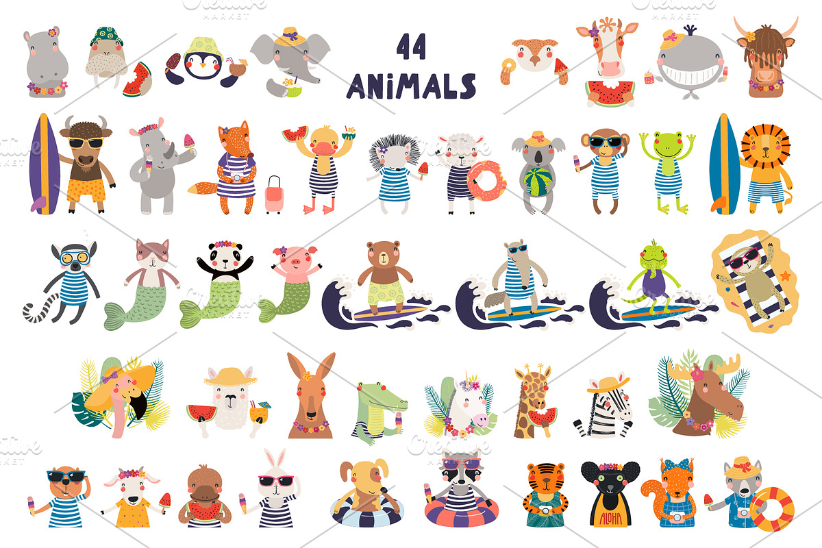Summer Vibes, Cute Animals Graphics, an Animal Illustration by sceptical cactus (Photo 4 of 13)