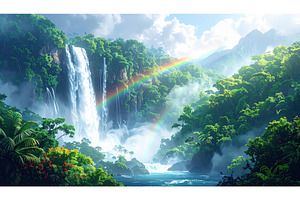 Massive rainforest waterfall with, a Background Photo by Igor Tichonow