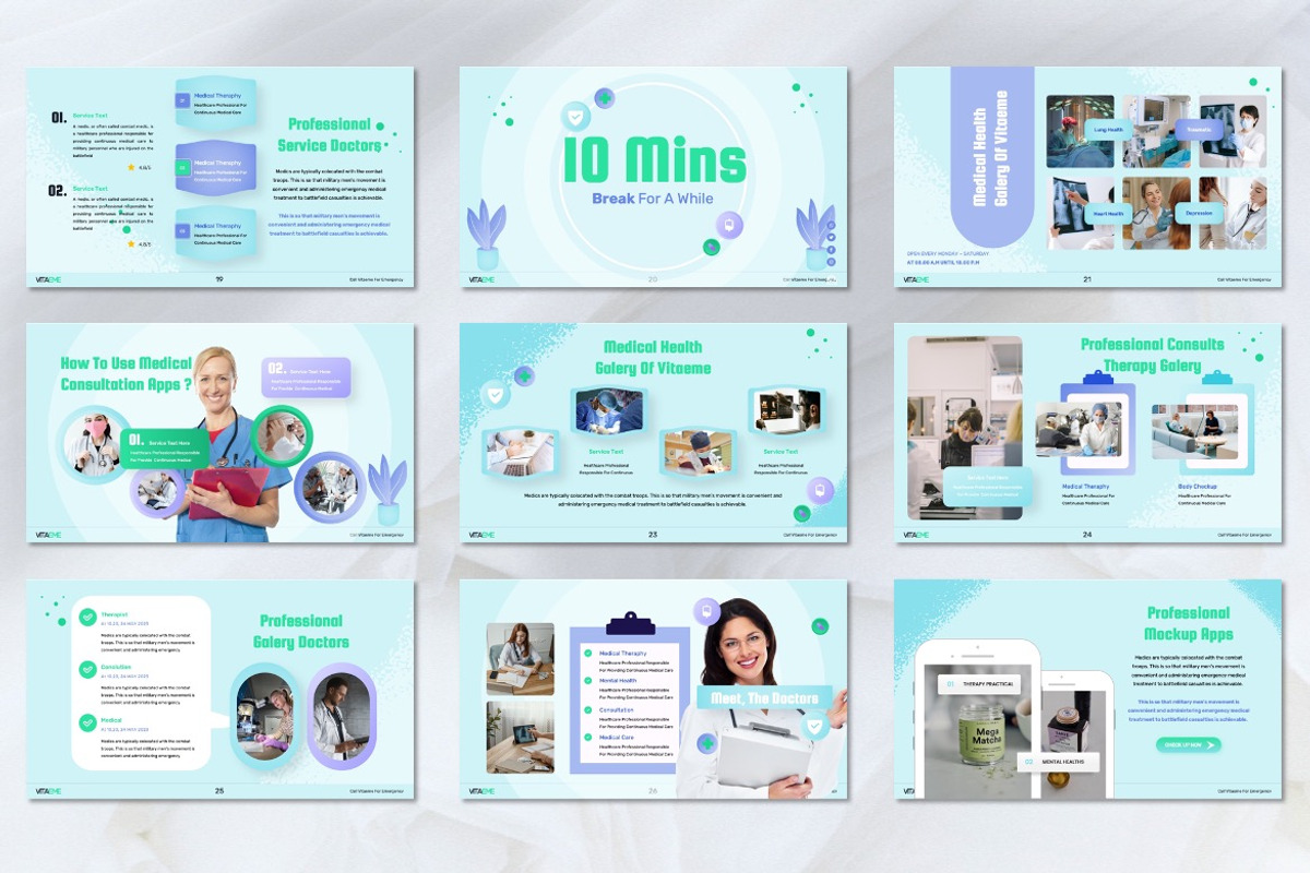 Vitaeme - Modern Health Powerpoint, a Presentation Template by Dhabee (Photo 6 of 8)