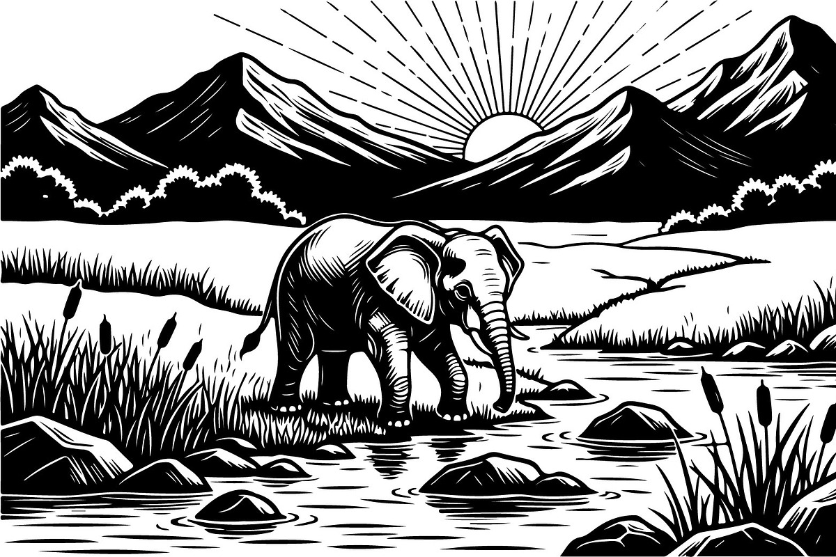 Wild Elephant Silhouette Set, an Illustration by jahid234 (Photo 21 of 21)